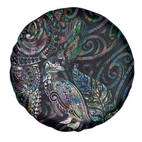Aotearoa Moko Tribal Tattoo Spare Tire Cover New Zealand Maori Penguin and Fantail Paua Shell Style