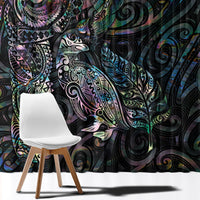 Aotearoa Moko Tribal Tattoo Window Curtain New Zealand Maori Penguin and Fantail Paua Shell Style