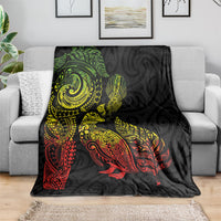 Aotearoa Moko Tribal Tattoo Blanket New Zealand Maori Penguin and Fantail Reggae Style