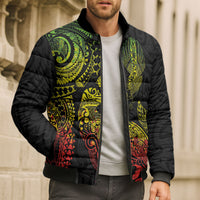 Aotearoa Moko Tribal Tattoo Bomber Puffer Jacket New Zealand Maori Penguin and Fantail Reggae Style