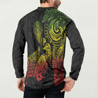 Aotearoa Moko Tribal Tattoo Button Sweatshirt New Zealand Maori Penguin and Fantail Reggae Style