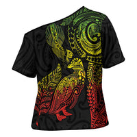 Aotearoa Moko Tribal Tattoo Cross Shoulder Shirt New Zealand Maori Penguin and Fantail Reggae Style