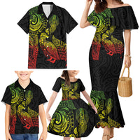 Aotearoa Moko Tribal Tattoo Family Matching Mermaid Dress and Hawaiian Shirt New Zealand Maori Penguin and Fantail Reggae Style