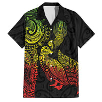 Aotearoa Moko Tribal Tattoo Family Matching Puletasi and Hawaiian Shirt New Zealand Maori Penguin and Fantail Reggae Style