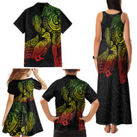 Aotearoa Moko Tribal Tattoo Family Matching Tank Maxi Dress and Hawaiian Shirt New Zealand Maori Penguin and Fantail Reggae Style