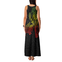 Aotearoa Moko Tribal Tattoo Family Matching Tank Maxi Dress and Hawaiian Shirt New Zealand Maori Penguin and Fantail Reggae Style