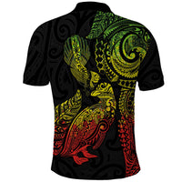 Aotearoa Moko Tribal Tattoo Polo Shirt New Zealand Maori Penguin and Fantail Reggae Style