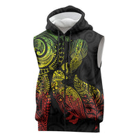 Aotearoa Moko Tribal Tattoo Sleeveless Zip Hoodie New Zealand Maori Penguin and Fantail Reggae Style
