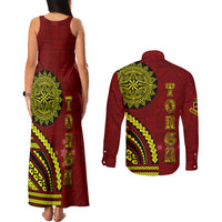 Kolisi Tonga Atele Couples Matching Tank Maxi Dress and Long Sleeve Button Shirt Ngatu and Polynesian Pattern LT03 - Polynesian Pride