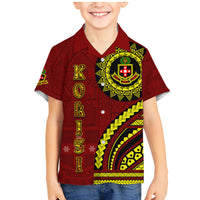 Kolisi Tonga Atele Family Matching Mermaid Dress and Hawaiian Shirt Ngatu and Polynesian Pattern LT03 Son's Shirt Red - Polynesian Pride