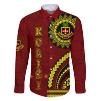 Kolisi Tonga Atele Family Matching Puletasi and Hawaiian Shirt Ngatu and Polynesian Pattern LT03 Dad's Shirt - Long Sleeve Red - Polynesian Pride