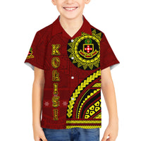 Kolisi Tonga Atele Family Matching Puletasi and Hawaiian Shirt Ngatu and Polynesian Pattern LT03 Son's Shirt Red - Polynesian Pride