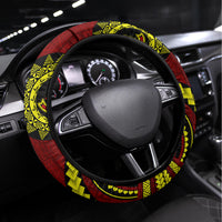 Kolisi Tonga Atele Steering Wheel Cover Ngatu and Polynesian Pattern LT03 Universal Fit Red - Polynesian Pride