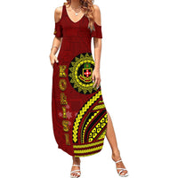 Kolisi Tonga Atele Summer Maxi Dress Ngatu and Polynesian Pattern LT03 Women Red - Polynesian Pride