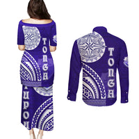 Tupou College Toloa Couples Matching Puletasi and Long Sleeve Button Shirt Ngatu and Polynesian Pattern LT03 - Polynesian Pride