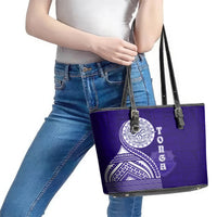 Tupou College Toloa Leather Tote Bag Ngatu and Polynesian Pattern LT03 - Polynesian Pride