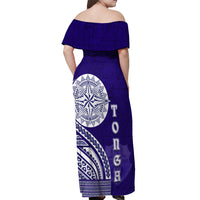 Tupou College Toloa Off Shoulder Maxi Dress Ngatu and Polynesian Pattern LT03 - Polynesian Pride