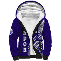 Tupou College Toloa Sherpa Hoodie Ngatu and Polynesian Pattern LT03 Unisex Blue - Polynesian Pride