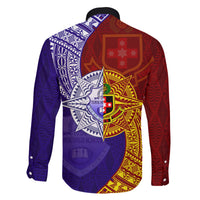 Kolisi Tonga Atele and Tupou College Toloa Family Matching Off The Shoulder Long Sleeve Dress and Hawaiian Shirt Ngatu and Polynesian Spiral Pattern