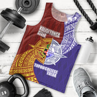 Kolisi Tonga Atele and Tupou College Toloa Men Tank Top Ngatu and Polynesian Spiral Pattern LT03 - Polynesian Pride