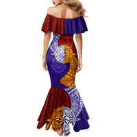 Kolisi Tonga Atele and Tupou College Toloa Mermaid Dress Ngatu and Polynesian Spiral Pattern LT03 - Polynesian Pride