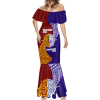 Kolisi Tonga Atele and Tupou College Toloa Mermaid Dress Ngatu and Polynesian Spiral Pattern LT03 - Polynesian Pride