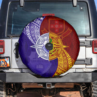 Kolisi Tonga Atele and Tupou College Toloa Spare Tire Cover Ngatu and Polynesian Spiral Pattern LT03 Red - Polynesian Pride