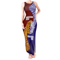 Kolisi Tonga Atele and Tupou College Toloa Tank Maxi Dress Ngatu and Polynesian Spiral Pattern LT03 Women Red - Polynesian Pride