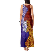 Kolisi Tonga Atele and Tupou College Toloa Tank Maxi Dress Ngatu and Polynesian Spiral Pattern LT03 - Polynesian Pride