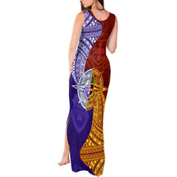 Kolisi Tonga Atele and Tupou College Toloa Tank Maxi Dress Ngatu and Polynesian Spiral Pattern LT03 - Polynesian Pride