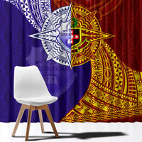 Kolisi Tonga Atele and Tupou College Toloa Window Curtain Ngatu and Polynesian Spiral Pattern LT03 - Polynesian Pride