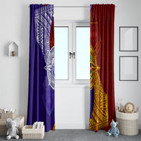 Kolisi Tonga Atele and Tupou College Toloa Window Curtain Ngatu and Polynesian Spiral Pattern LT03 - Polynesian Pride