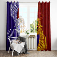 Kolisi Tonga Atele and Tupou College Toloa Window Curtain Ngatu and Polynesian Spiral Pattern LT03 - Polynesian Pride