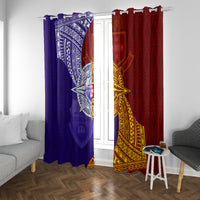 Kolisi Tonga Atele and Tupou College Toloa Window Curtain Ngatu and Polynesian Spiral Pattern LT03 With Grommets Red - Polynesian Pride