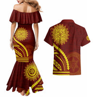 Tonga High School Couples Matching Mermaid Dress and Hawaiian Shirt Ngatu and Polynesian Pattern LT03 - Polynesian Pride