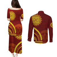 Tonga High School Couples Matching Puletasi and Long Sleeve Button Shirt Ngatu and Polynesian Pattern LT03 - Polynesian Pride