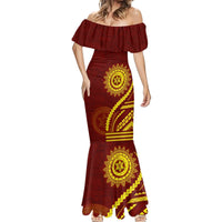 Tonga High School Mermaid Dress Ngatu and Polynesian Pattern LT03 - Polynesian Pride
