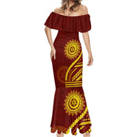 Tonga High School Mermaid Dress Ngatu and Polynesian Pattern LT03 - Polynesian Pride
