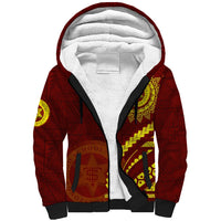 Tonga High School Sherpa Hoodie Ngatu and Polynesian Pattern LT03 Unisex Red - Polynesian Pride