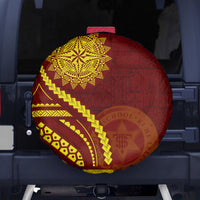 Tonga High School Spare Tire Cover Ngatu and Polynesian Pattern