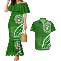 Liahona High School Couples Matching Mermaid Dress and Hawaiian Shirt Ngatu and Polynesian Pattern LT03 Green - Polynesian Pride