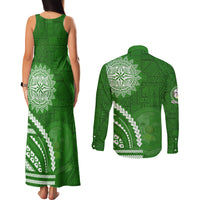 Liahona High School Couples Matching Tank Maxi Dress and Long Sleeve Button Shirt Ngatu and Polynesian Pattern LT03 - Polynesian Pride