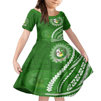 Liahona High School Family Matching Tank Maxi Dress and Hawaiian Shirt Ngatu and Polynesian Pattern LT03 Daughter's Dress Green - Polynesian Pride