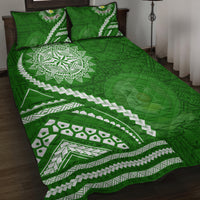 Liahona High School Quilt Bed Set Ngatu and Polynesian Pattern LT03 Green - Polynesian Pride