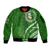 Liahona High School Sleeve Zip Bomber Jacket Ngatu and Polynesian Pattern LT03 Unisex Green - Polynesian Pride
