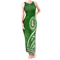 Liahona High School Tank Maxi Dress Ngatu and Polynesian Pattern LT03 Women Green - Polynesian Pride