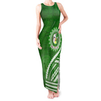 Liahona High School Tank Maxi Dress Ngatu and Polynesian Pattern LT03 Women Green - Polynesian Pride