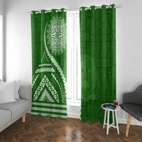 Liahona High School Window Curtain Ngatu and Polynesian Pattern LT03 With Grommets Green - Polynesian Pride