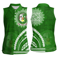 Liahona High School Women Sleeveless Polo Shirt Ngatu and Polynesian Pattern