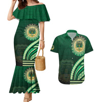 Saineha High School Couples Matching Mermaid Dress and Hawaiian Shirt Ngatu and Polynesian Pattern LT03 Green - Polynesian Pride